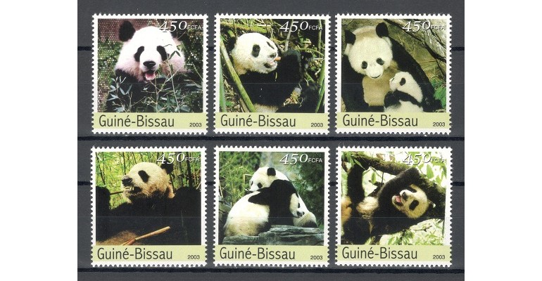 GUINEA BISSAU 2003 - URSI PANDA - SERIE DE 6 TIMBRE - NESTAMPILATA - MNH / fauna549